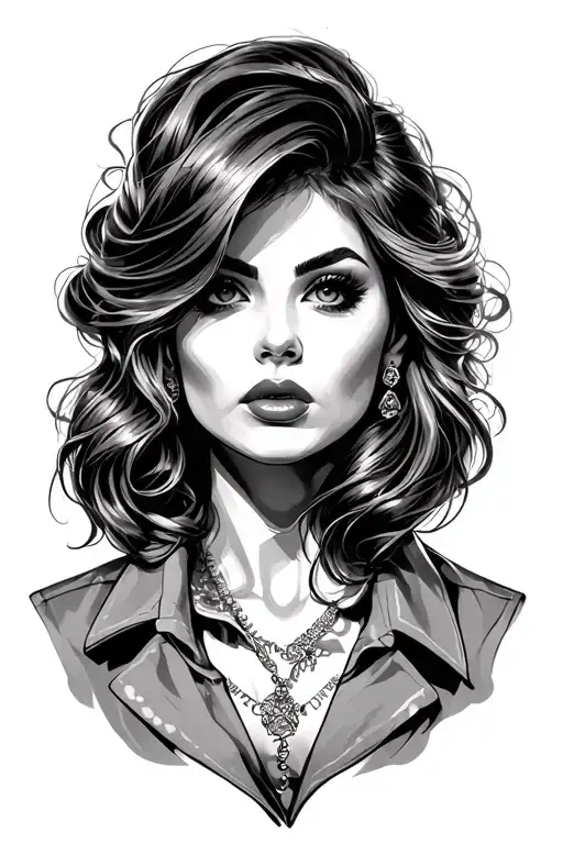 Mafia girl looking tattoo design idea