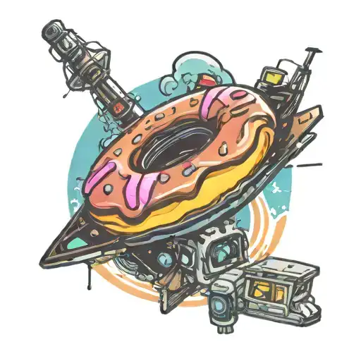 donut shop sci fi tattoo design idea
