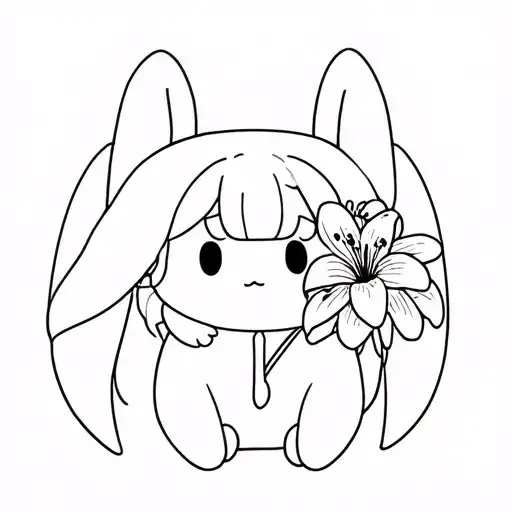 sanrio cinnamoroll spider lily flower bouquet tattoo design idea