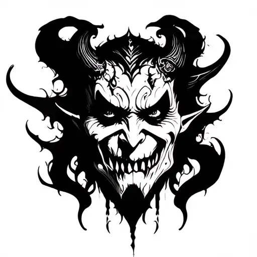 Demon face tattoo design idea