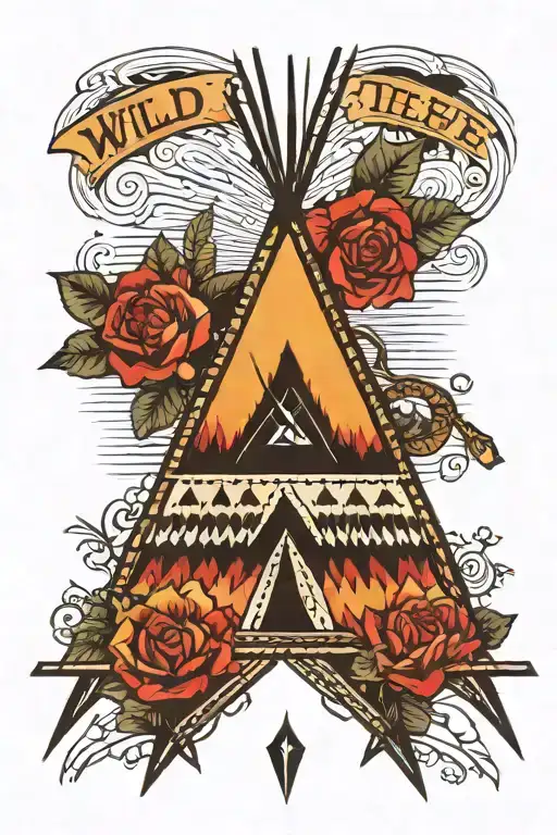 teepee, wild west tattoo design idea