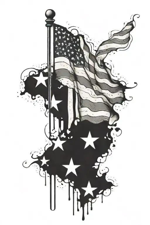 American flag fading away tattoo design idea