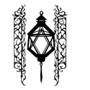 Diamond shaped Gothic lantern tattoo design idea