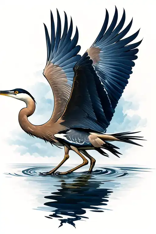 heron flying tattoo design idea