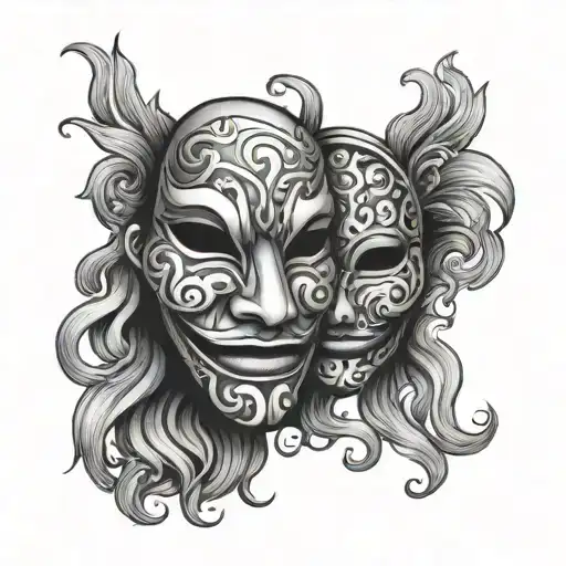sad and happy mask tattoo design idea