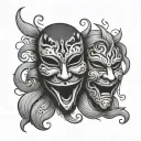 sad and happy mask tattoo design idea