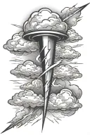 clouds and lighting bolt tattoo design idea