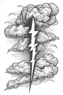 clouds and lighting bolt tattoo design idea
