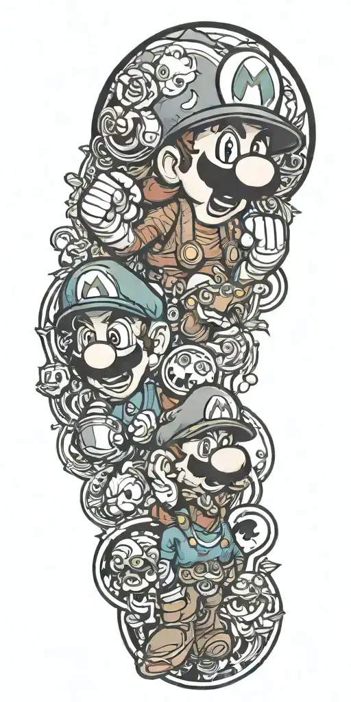 mario brothers tattoo design idea