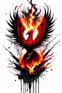 Phoenix rising from the ashes with flames and lightning  tattoo design idea