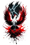 Phoenix rising from the ashes with flames and lightning  tattoo design idea