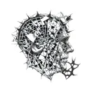 Shattered Mirror with Brain Reflection: This can represent the fragmented psyche of criminals and the role of forensics tattoo design idea