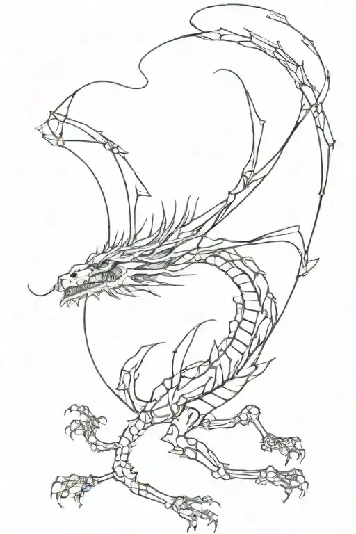 Japanese dragon skeleton tattoo design idea