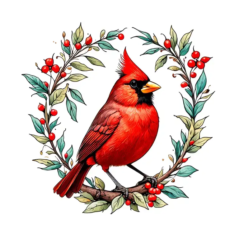 cardinal bird tattoo design idea