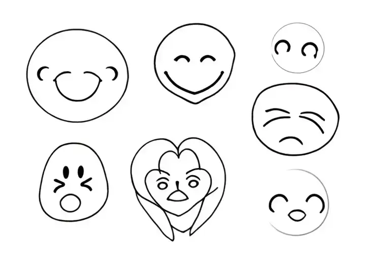 We need a tattoo with these seals XIV.IV-XXVII.II and emotions from emoticons in the form of a patch, without additional images tattoo design idea