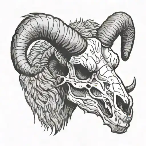 big horn sheep skull with grizzly bear paw and black bear paw underneath tattoo design idea
