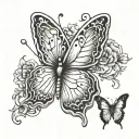 small white butterfly wings tattoo design idea