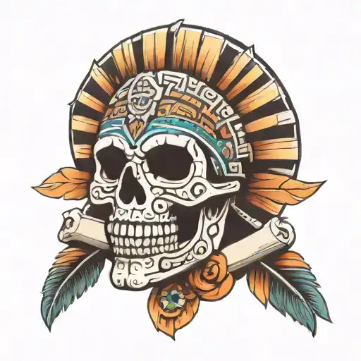 aztec skull tattoo design idea