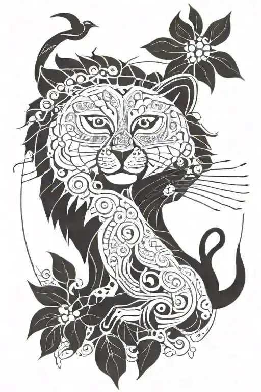 An intricate mandala design with animal motifs like birds and jaguars tattoo design idea