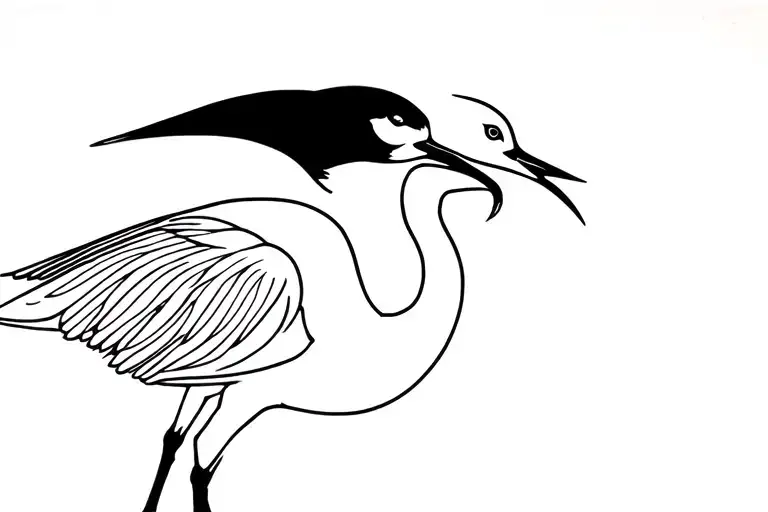 dainty line work sand hill crane tattoo design idea