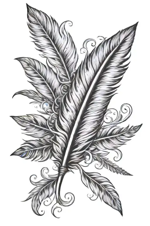 Feather pen writing tattoo design idea
