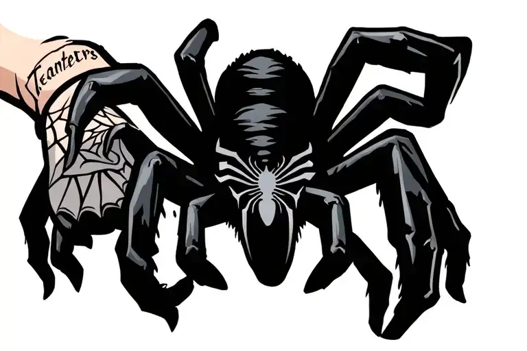 spider teamsters written on forearm spider web on elbow tattoo design idea