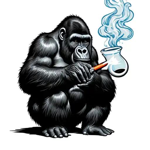 gorilla smoking a bong tattoo design idea