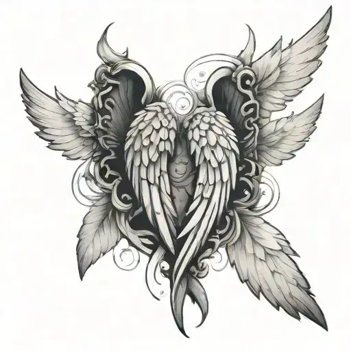 broken angel wings tattoo design idea