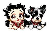 black betty boop and her dog tattoo design idea