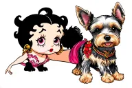 black betty boop and her dog tattoo design idea
