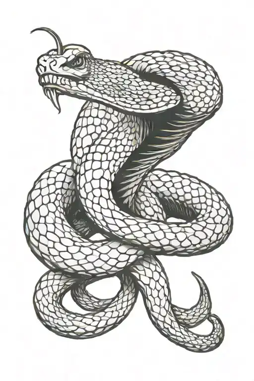 King cobra wrapped around a sickle tattoo design idea