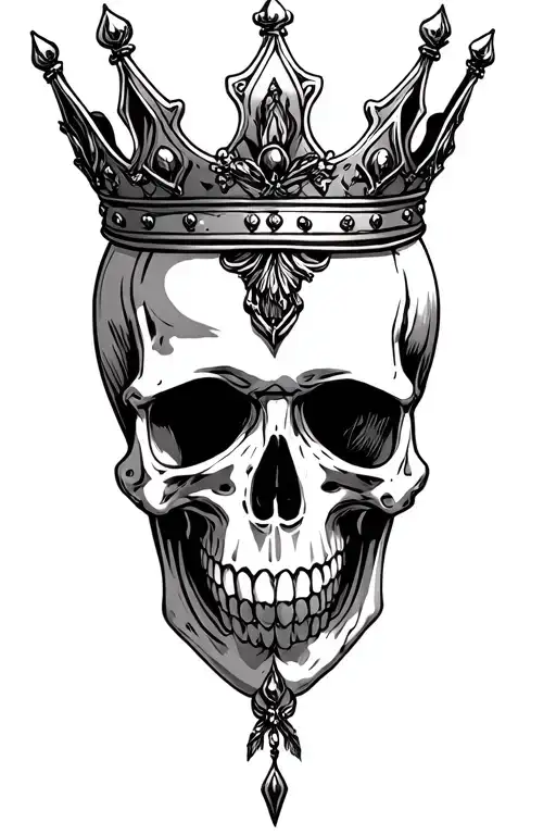 skull wearing a crown tattoo design idea