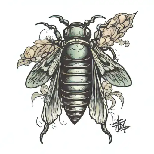 cicada clinging to a molotov tattoo design idea