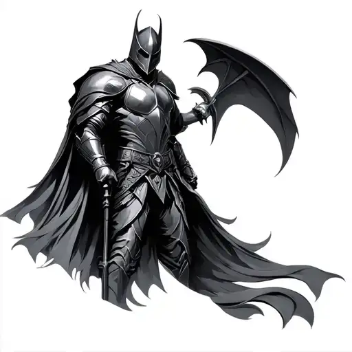 dark fantasy knight tattoo design idea