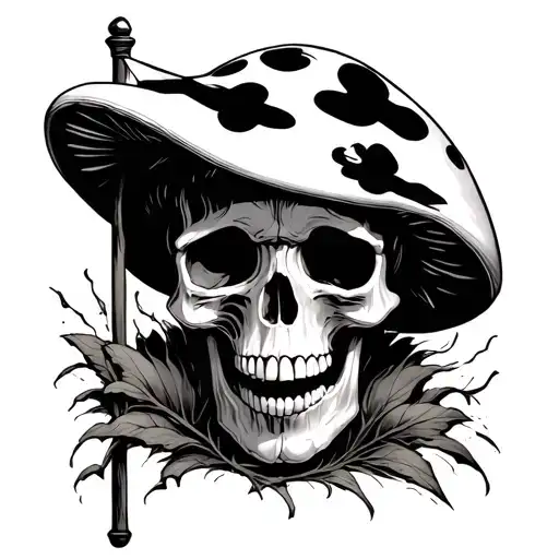 manga flag one piece mushroom skull tattoo design idea