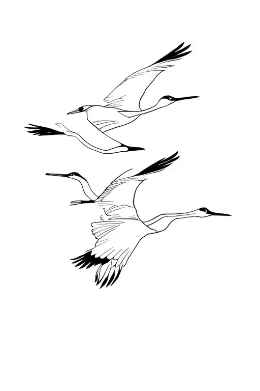3 Sandhill Cranes flying tattoo design idea