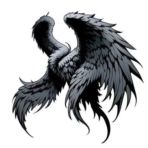 evil angel wings tattoo design idea