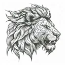 lion fighter statue head bust cracked tattoo design idea