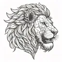 lion fighter statue head bust cracked tattoo design idea