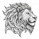 lion fighter statue head bust cracked tattoo design idea