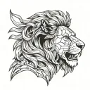 lion fighter statue head bust cracked tattoo design idea