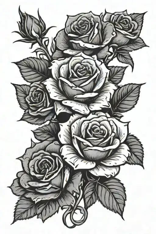 Dozen black roses dying tattoo design idea