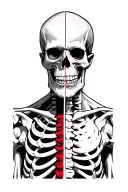 good vs evil half man half skeleton tattoo design idea