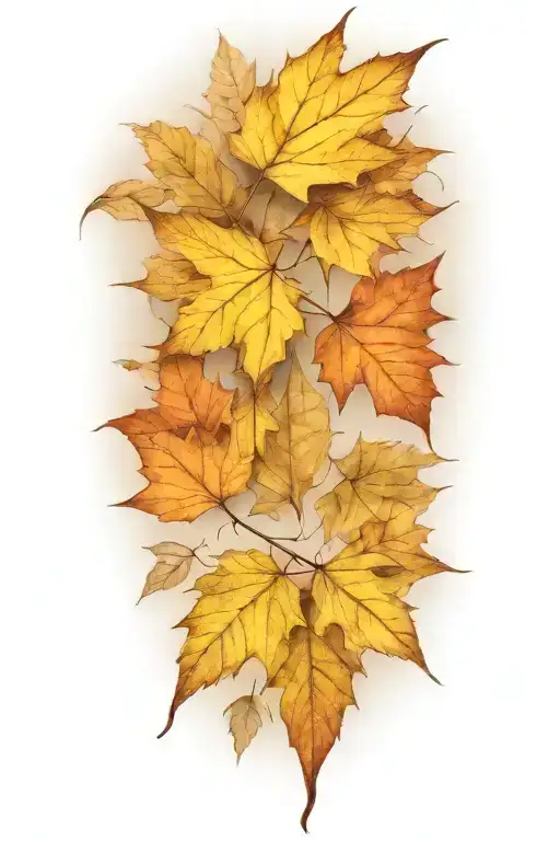 autumn leaves falling in the wind tattoo design idea
