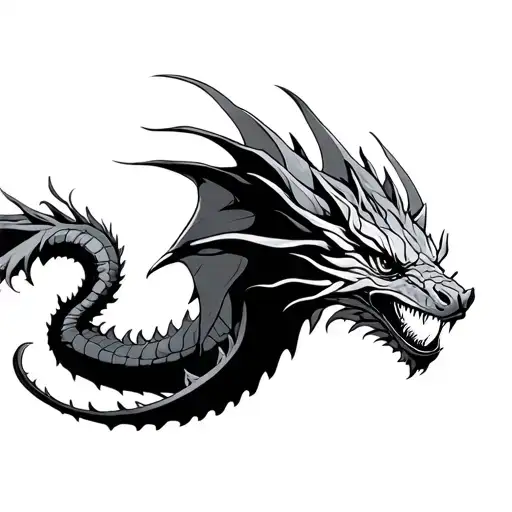 dragon flying book tattoo design idea