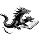 dragon flying book tattoo design idea