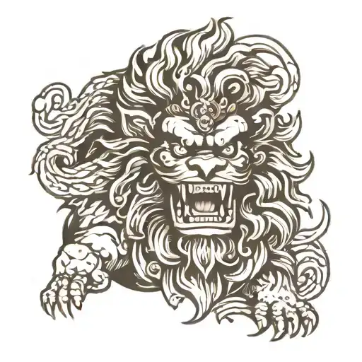 Narasimha Form: Start with a fierce depiction of Narasimha, showcasing his lion-like features and intense expression.  tattoo design idea