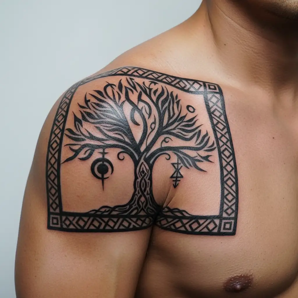 cancer leo mixed soulmates love and tree tattoo design idea