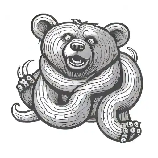 a bear in the style of rubber hose cartoon  tattoo design idea