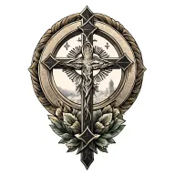 Jerusalem cross surrounded tattoo design idea